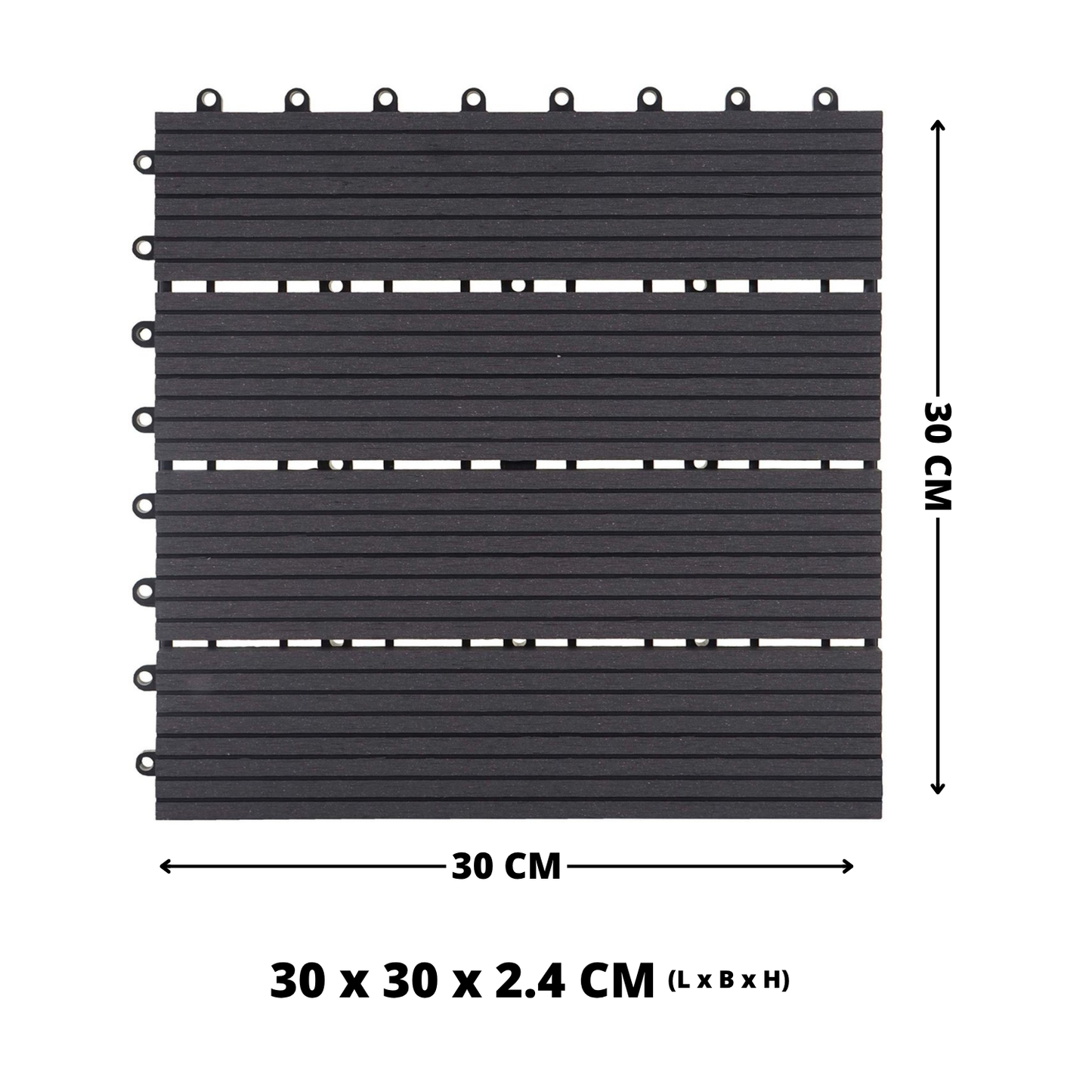 WPC Terrastegels - 4 Latjes - Zwart - 11 Stuks - 1 m²