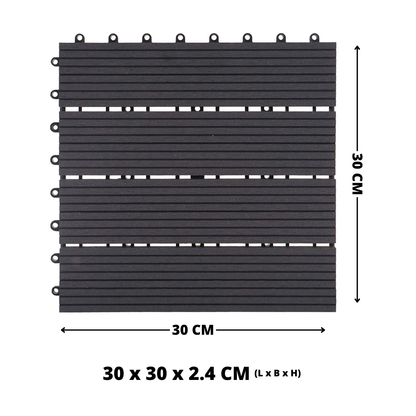 WPC Terrastegels - 4 Latjes - Zwart - 11 Stuks - 1 m²