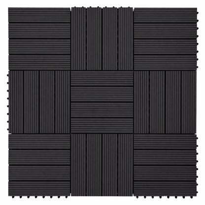 WPC Terrastegels - 4 Latjes - Zwart - 11 Stuks - 1 m²