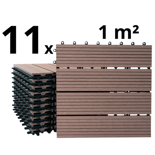 WPC Terrastegels - 4 Latjes - Bruin - 11 Stuks - 1 m²