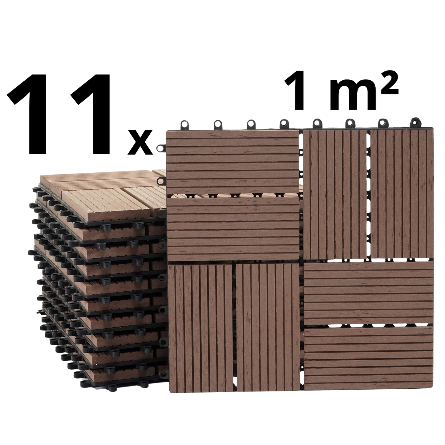 WPC Terrastegels - 8 Latjes - Bruin - 11 Stuks - 1 m²