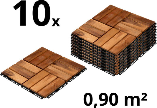 Houten Terrastegels - Acaciahout - Bruin - 10 Stuks - 0,90 m²