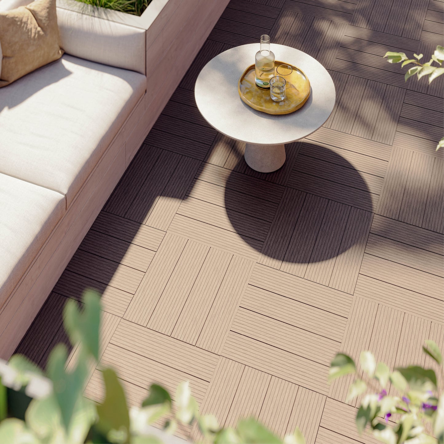 Composiet Terrastegels 45 x 45 CM- Prime Oak - 4 Stuks - 0.81 m²